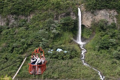 cable car over a canyon of Pastaza river