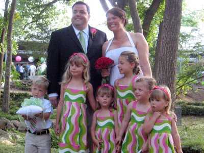 Grudgingly poses with his 5 dates