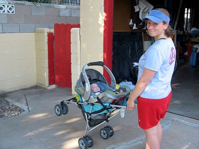 Baby sleeping; time to play tennis!