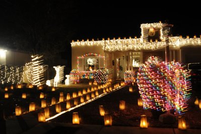 Traditional + lights + yard ornaments = crazy