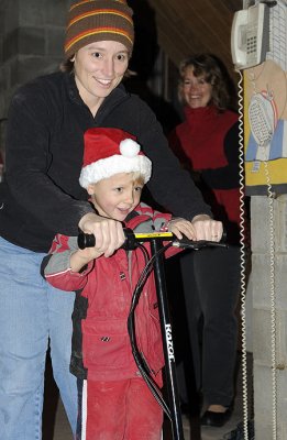 Maria and Simon give the scooter a spin