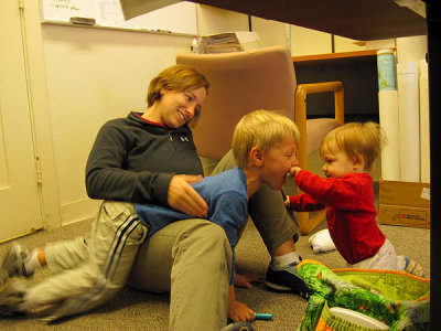 Hard at play at Mommy's office