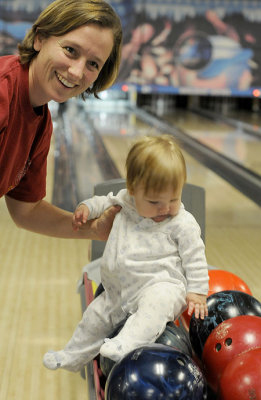 Kristina Jane picks her ball