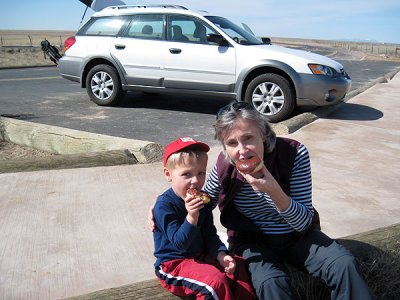 Donut break before hiking the volcano