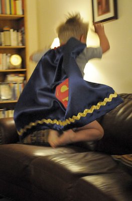 Thanks for the cape, Baba. Our couch will never be the same!
