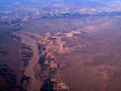 Fields along  a dry wash