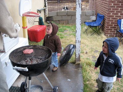 Checking out the grill action