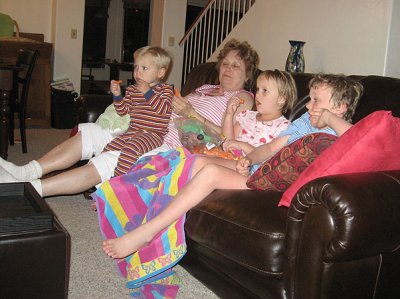 Movie time for the cousins (naptime for Nana)