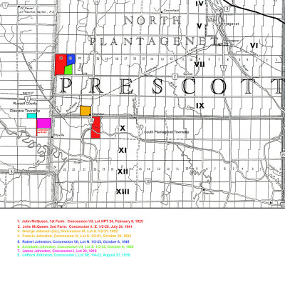 Map - N. & S. Plantagenet Twps. (Prescott Co.) & Clarence Twp. (Russell Co.) Family Farms