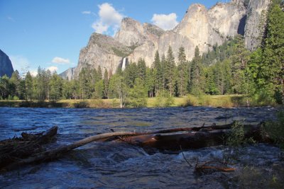 Merced river and Bridalveil Falls