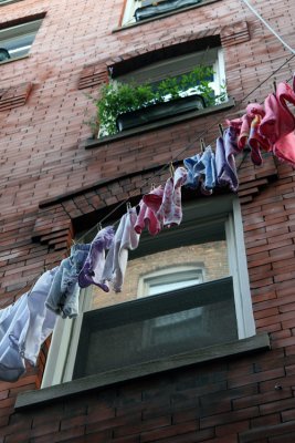 Clothes line in alley