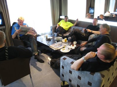 Business lounge of Tallink Star - The tour is ending
