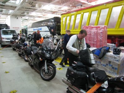 Loading the bikes in ferry