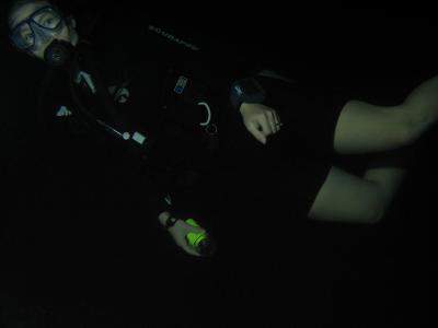 Alli on the night dive