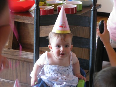 Erin with a party hat