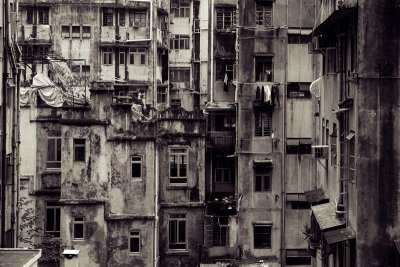 The backside of buildings in Central Hong Kong