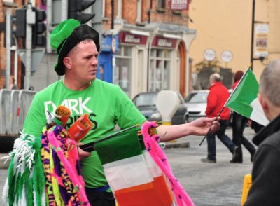 Selling flags and snakes!