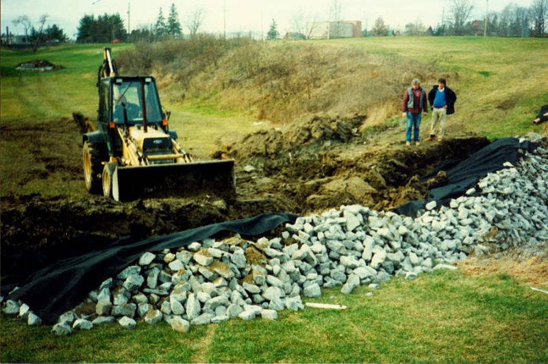 Creating the Amphibian Pond: Dam construction, Oct. 1991
