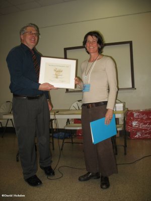 Ottawa's Riverkeeper, Meredith Brown receiving the Conservation Award-Non-member