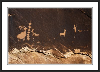 A petroglyph panel in Petroglyph Canyon