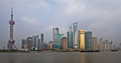 The Shanghai city skyline from the Bund