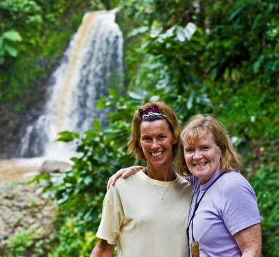Judes & Marilyn pose at the waterfall