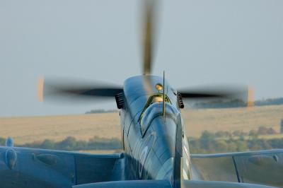 Spitfire warming up from behind