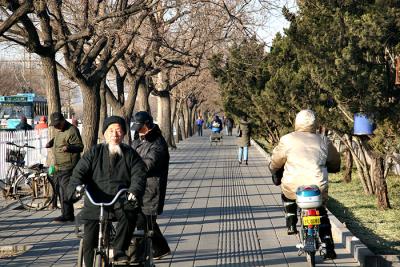 Scooters bicycles walking