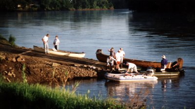 Voyageur canoes at Hardfish access