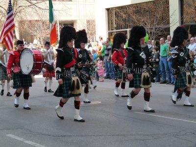 Bagpipers high stepping