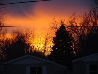 Flaming Sunset on Franklin Ave.-Des Moines