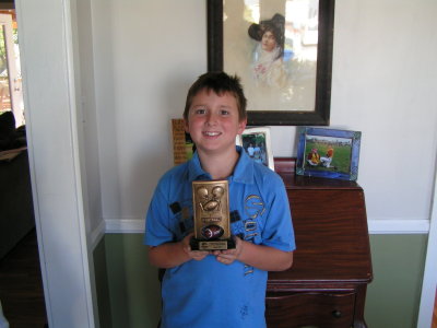 Jack with football trophy