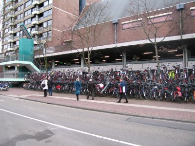 Double-level bicycle storage in Haarlem.