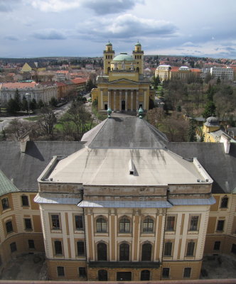 View from the Lyceum's top balcony -- in the foreground is the Lyceum itself, with the Cathedral behind.