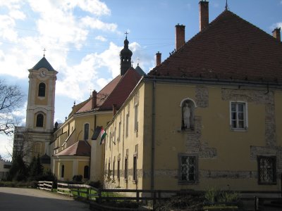 The back of the same church, showing some of the stone under the plaster.