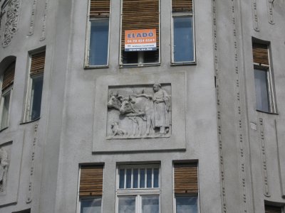 This building, complete with bas reliefs, is for sale.