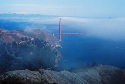 The Golden Gate Bridge as viewed from the Marin Headlands.