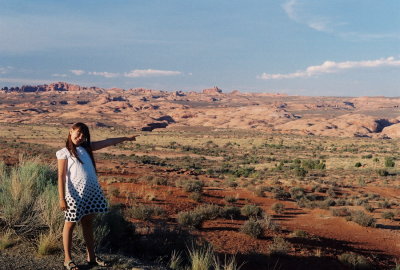 Johanna and the scenery of Arches Nat'l Park.