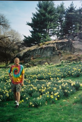 Tom poses with the daffodils.