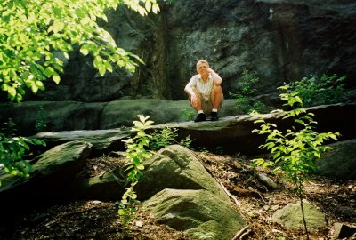 Tom strikes a primeval pose in the forest (one of several uncut patches in NYC) at the  New York Botanical Garden.