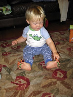 Charlie Filling His Toes with Carrots