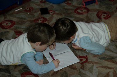 The Boys Drawing Together