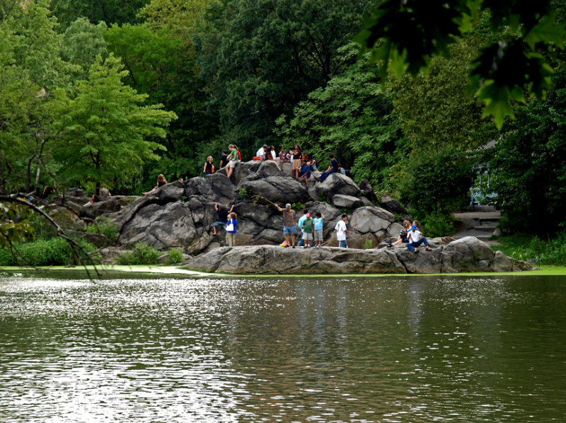 People on a rock