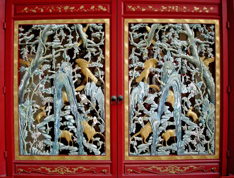 Carved wooden doors