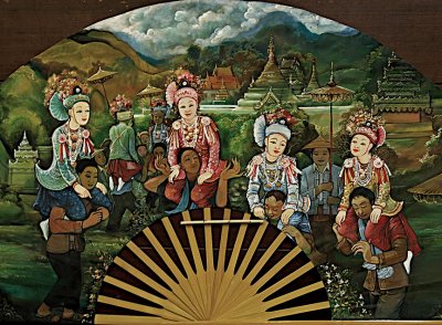 Painted fan: boys becoming monks in Burma