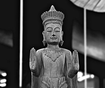 Carved wooden image of the Buddha