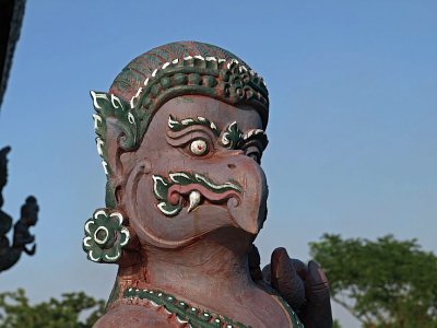 No#-Wooden carving of bird-man