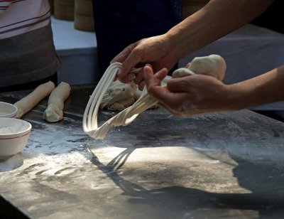 Chinese noodles in the making