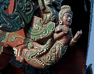 No#-Wooden carving of fish and female