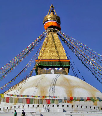 Bodhnath Stupa with Tibetan prayer flags